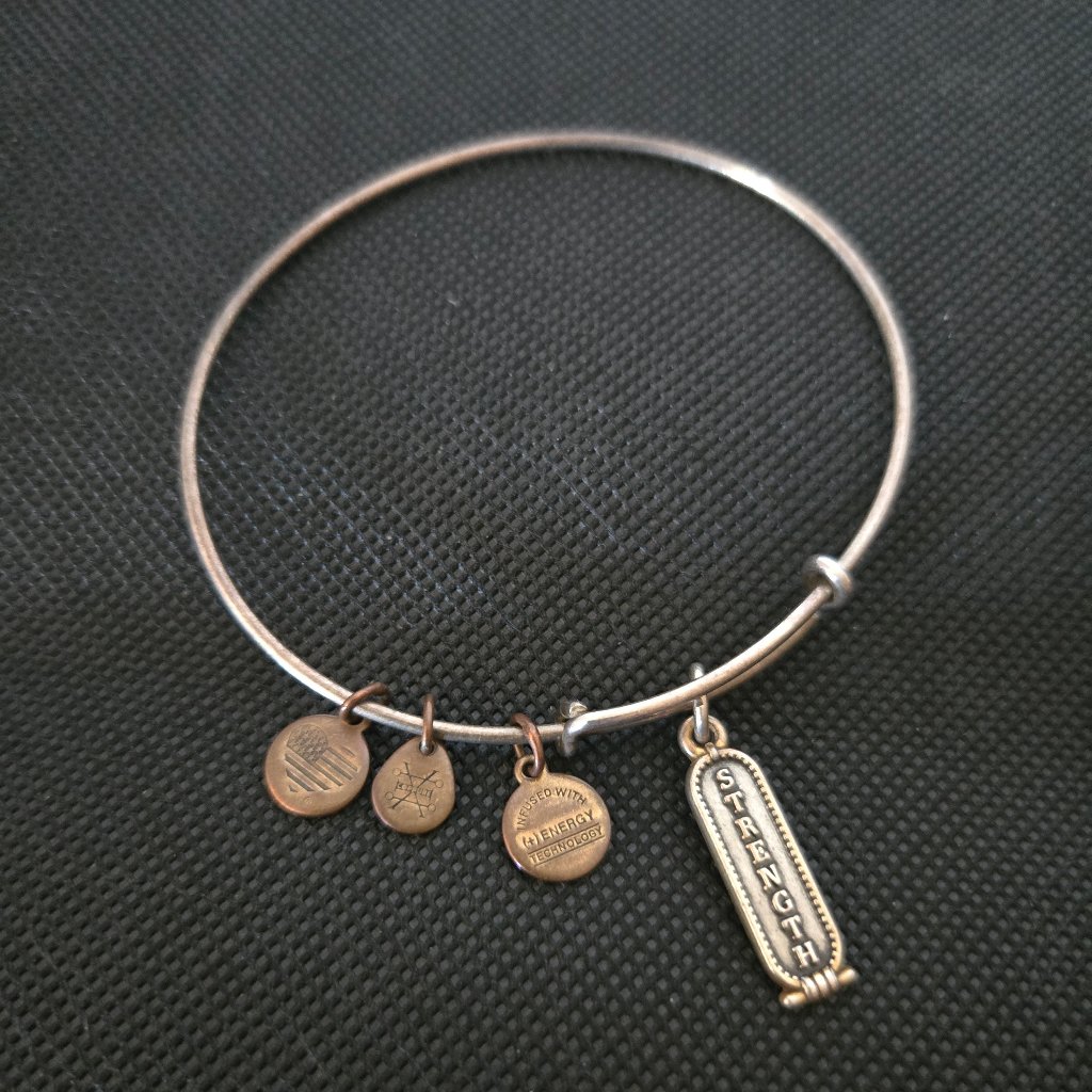 Alex And Ani ' Strength ' 4 Bronze Tone Charm Bracelet 2.5'' X 2.5'' Round